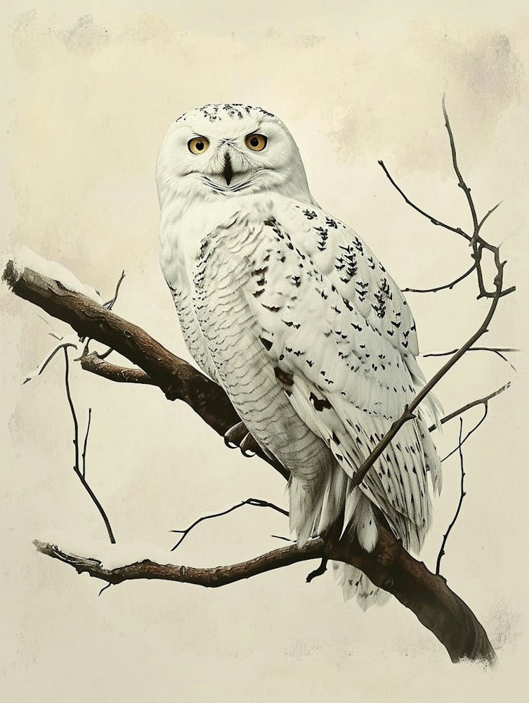 Snowy Owl Vintage Illustration 3