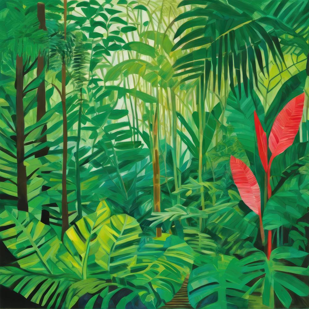 Amazon Rain Forest Series in Style of David Hockney 1
