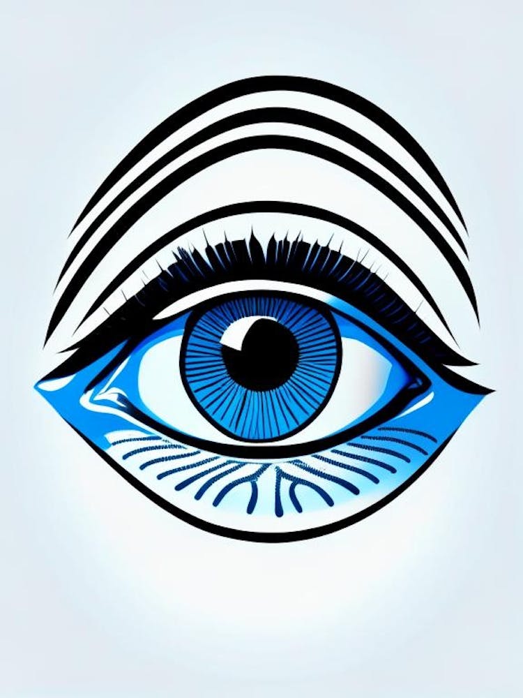 Digital Art, Symbol, Third Eye Blue & White 4