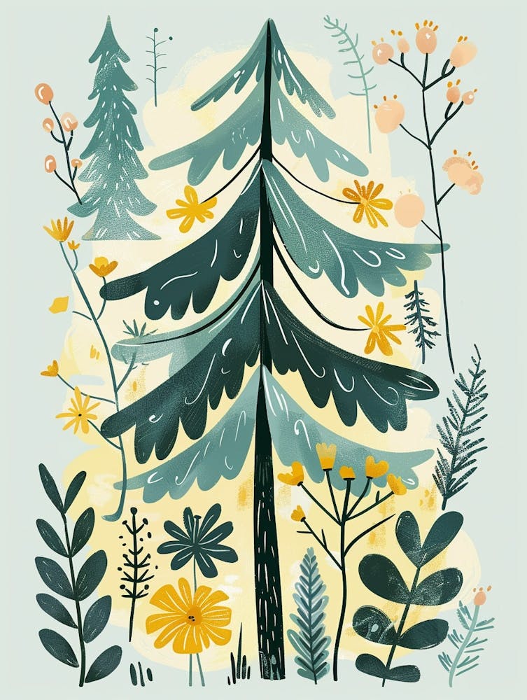 Douglas Fir Tree Illustration Flat 2