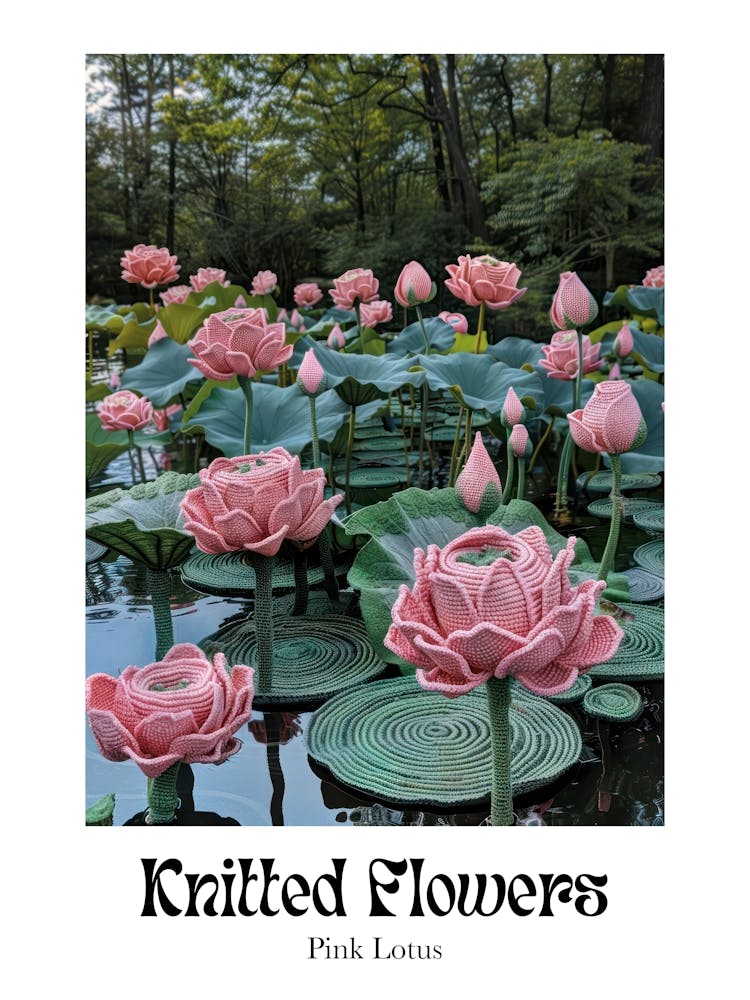 Knitted Flowers Pink Lotus 3