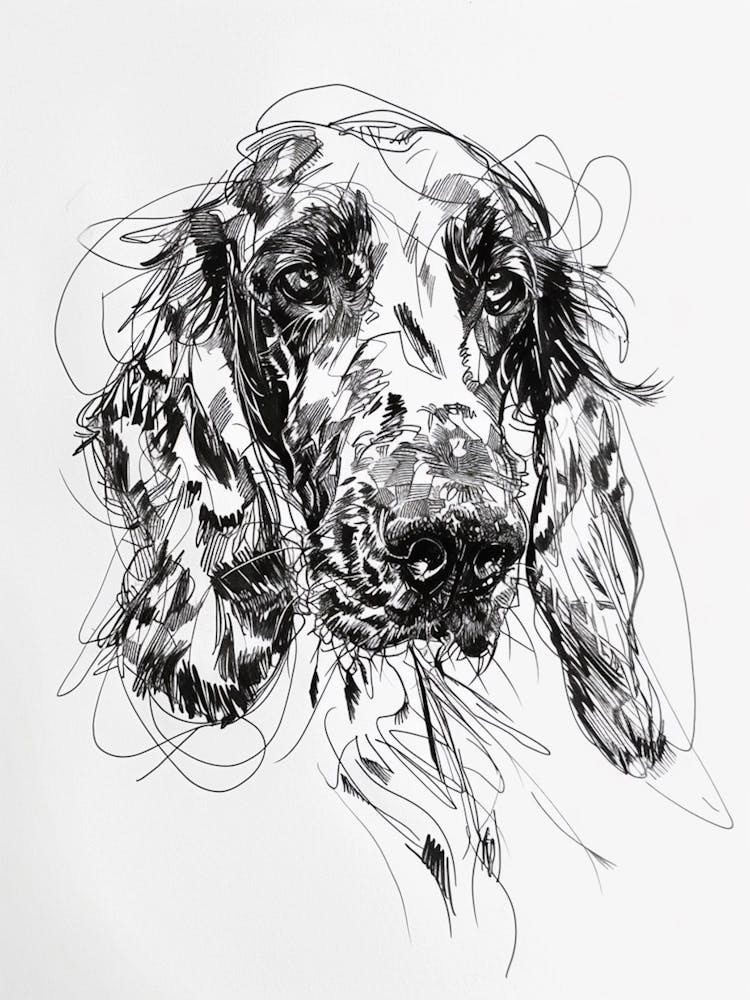 English Setter Dog Line Sketch 2