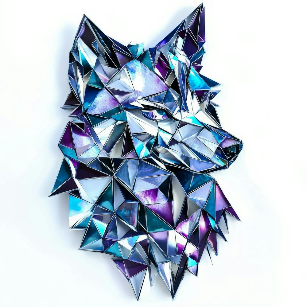 Geometric Wolf.Generated AI. Wall