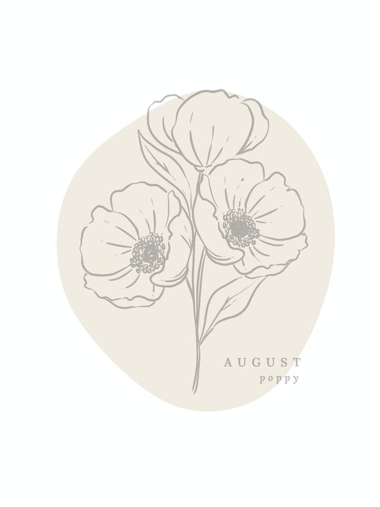 August Poppy  Birth Flower | Neutral Florals