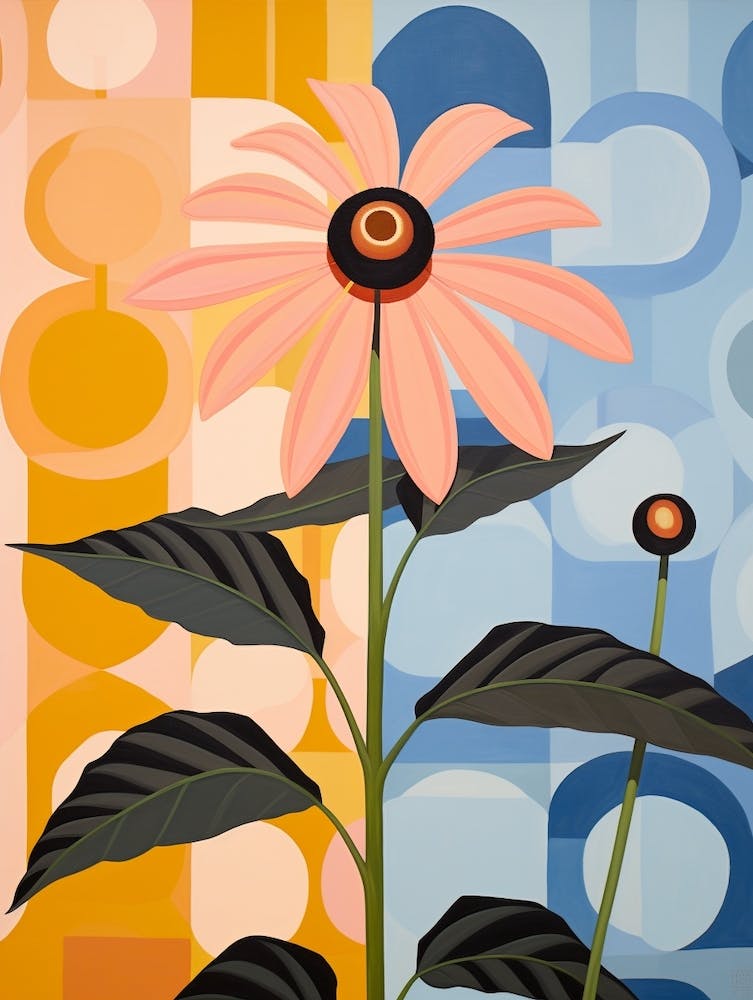 Black Eyed Susan 1 Hilma Af Klint Inspired Pastel Flower Painting