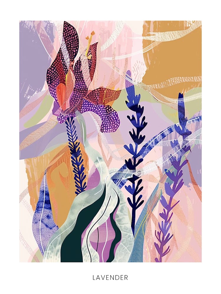 Bunte Blumen Illustration Poster Lavender 3