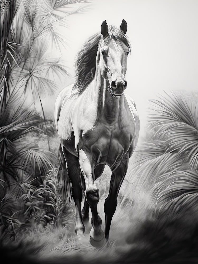 A Horse Oil Painting In Anse Lazio, Seychelles, Portrait 3