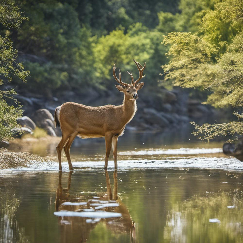 Mule Deer Standing In Water