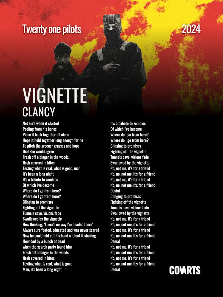 Vignette Twenty One Pilots - Lyrics Poster