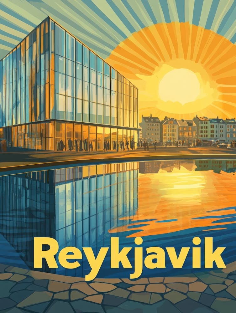 Aihrgdesign A Mid Century Modern Travel Poster For Reykjavik 6