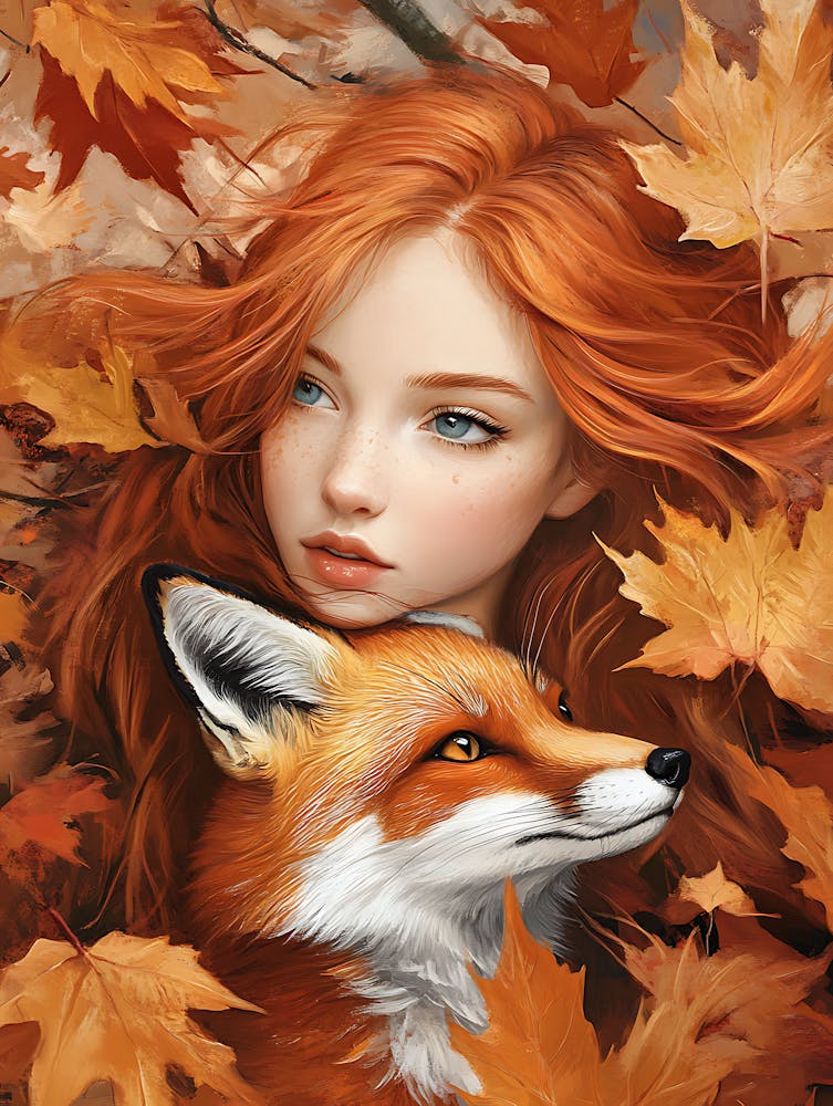 Autumn Girl With Fox 1