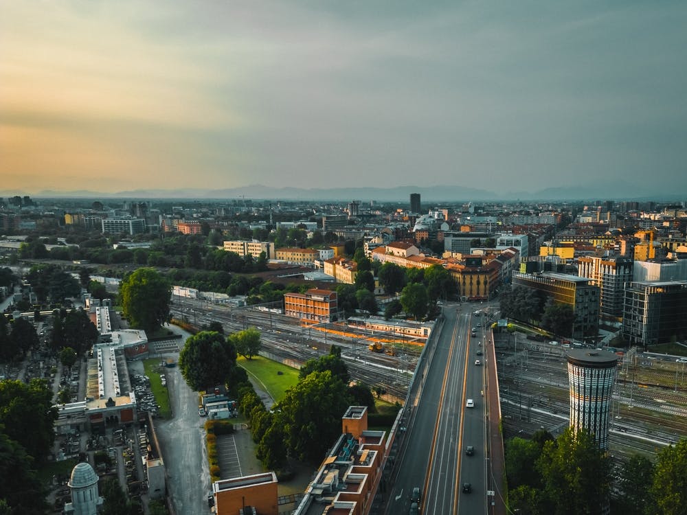 Milan Italy Art Poster Sunset.