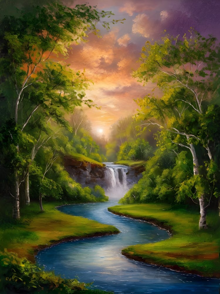 Wasserfall bei Sonnenuntergang