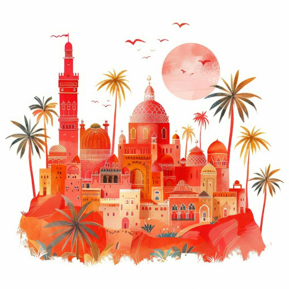 Watercolor Arabic City 1