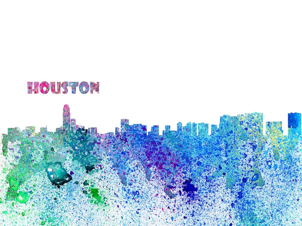 Houston Texas Skyline Splash
