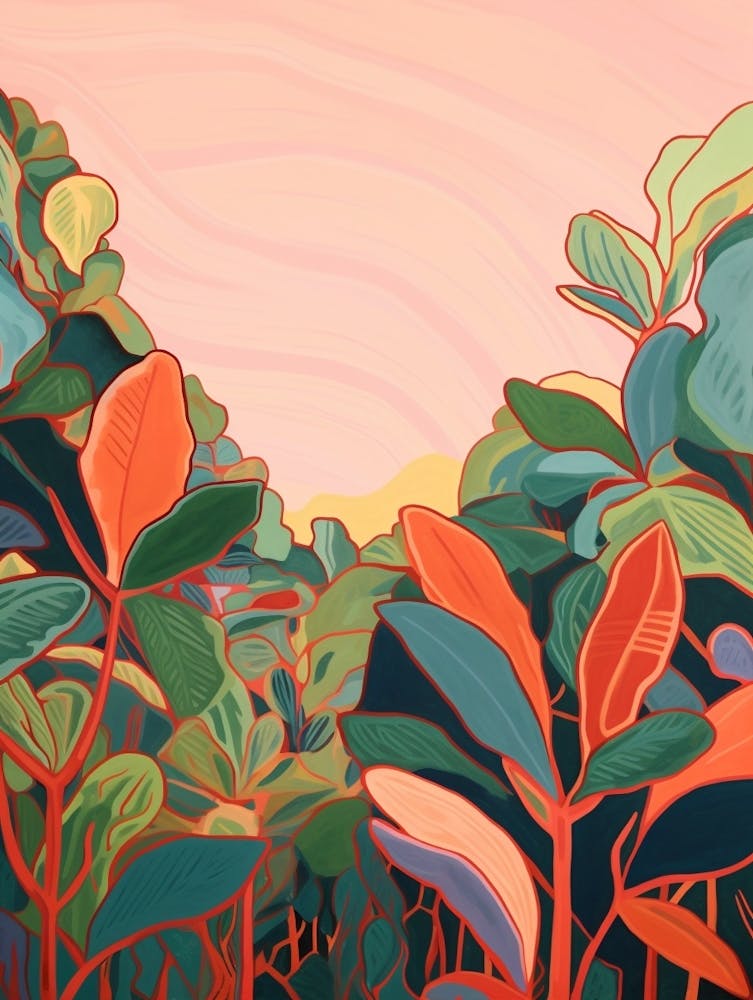 Boho Plant Painting Rubber Tree Ficus 2