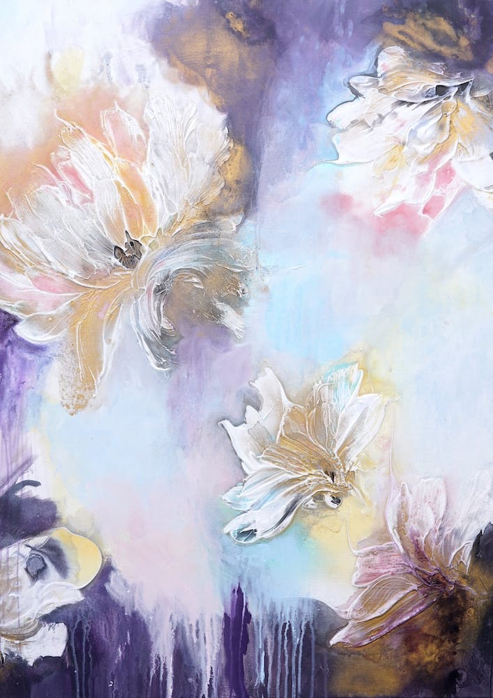 Purple And Golden Flowers 2 Painting