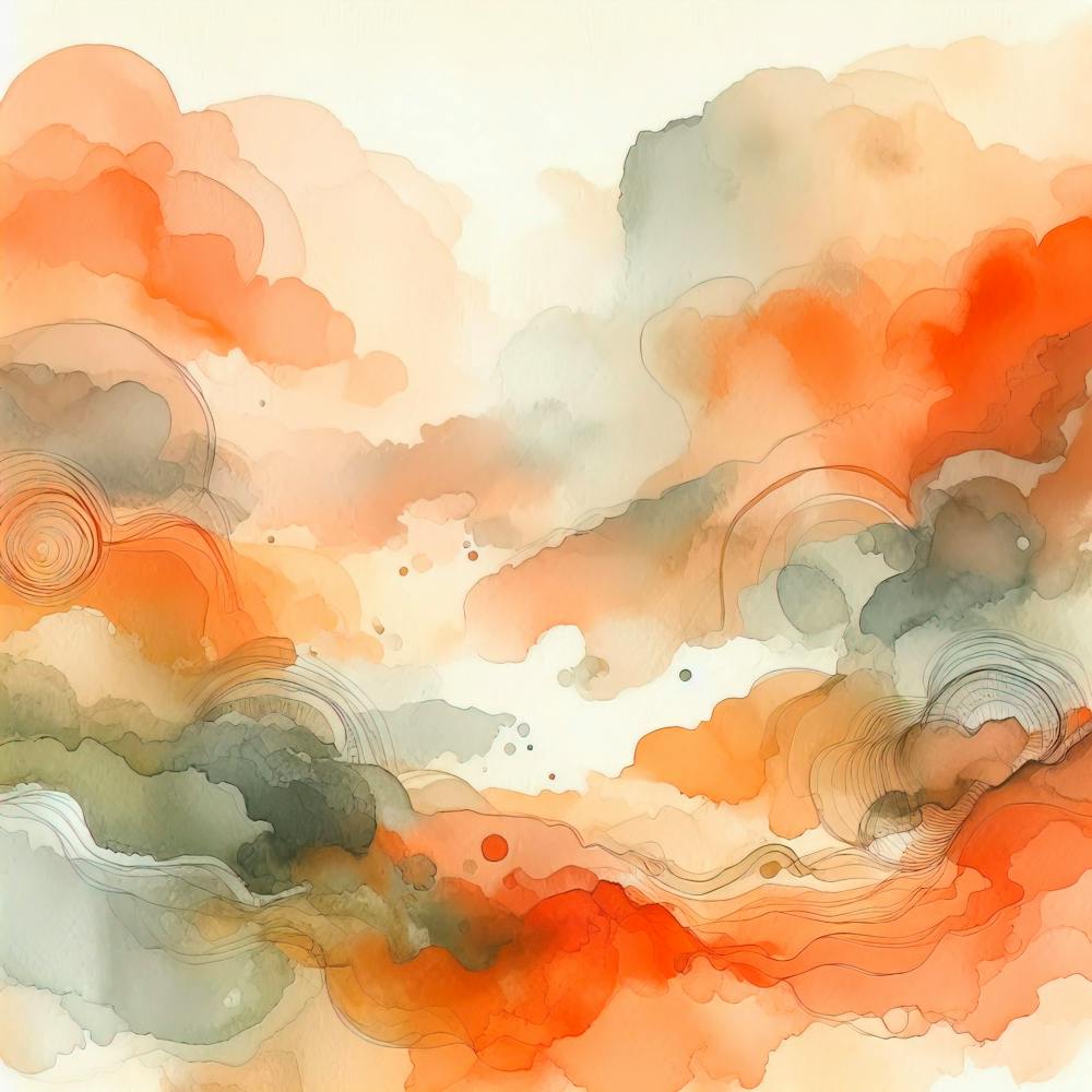 Abstract Watercolor Orange Sage Orange Olive Light Orange Art Background 3