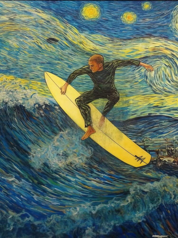 Surfing In The Style Of Van Gogh 2