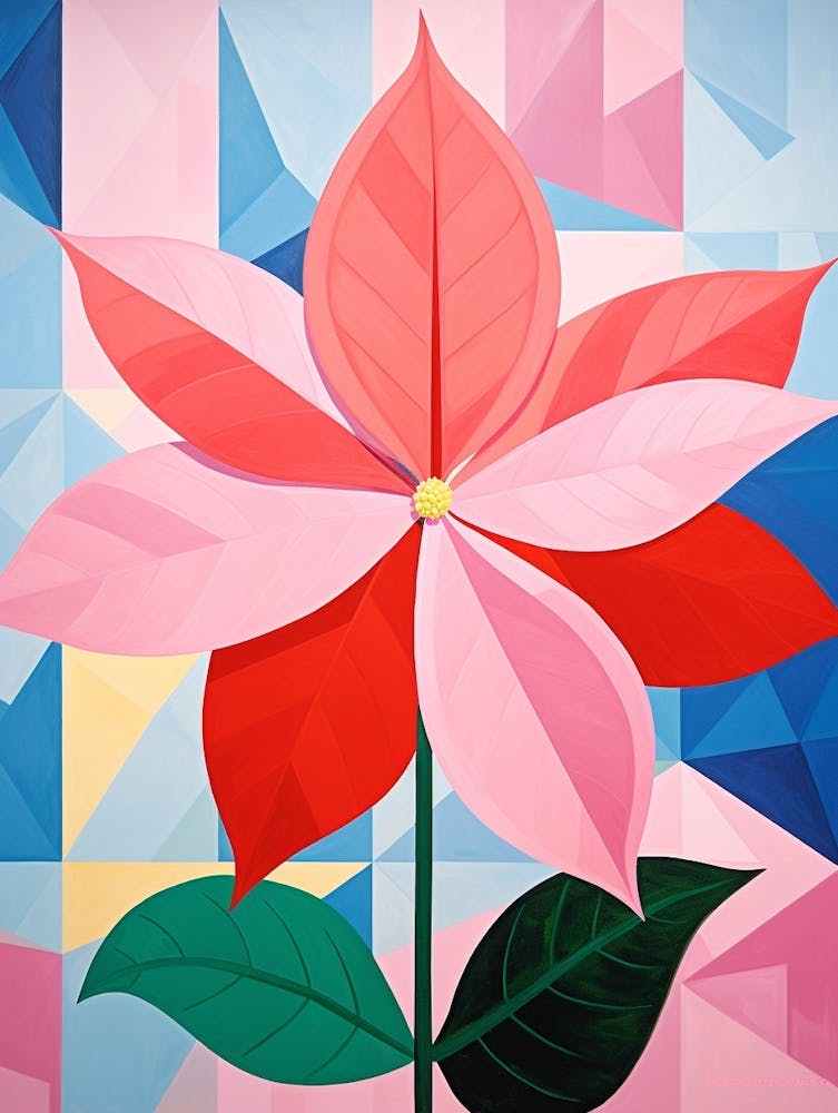 Poinsettia 2 Hilma Af Klint Inspired Pastel Flower Painting
