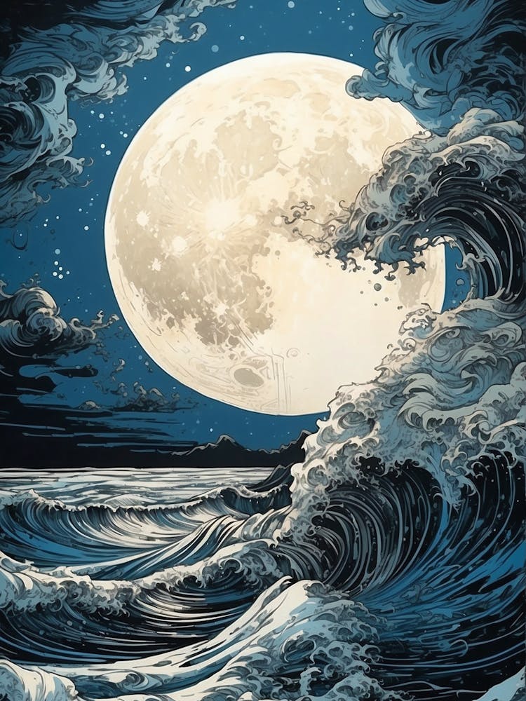 Full Moon Over The Ocean