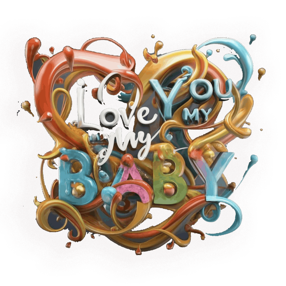 I Love You My Baby Heart Quote Colorful Splash