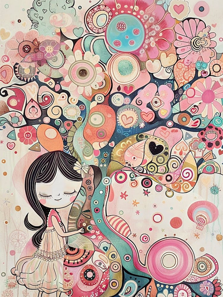 Whimsical Colorful Young Girl