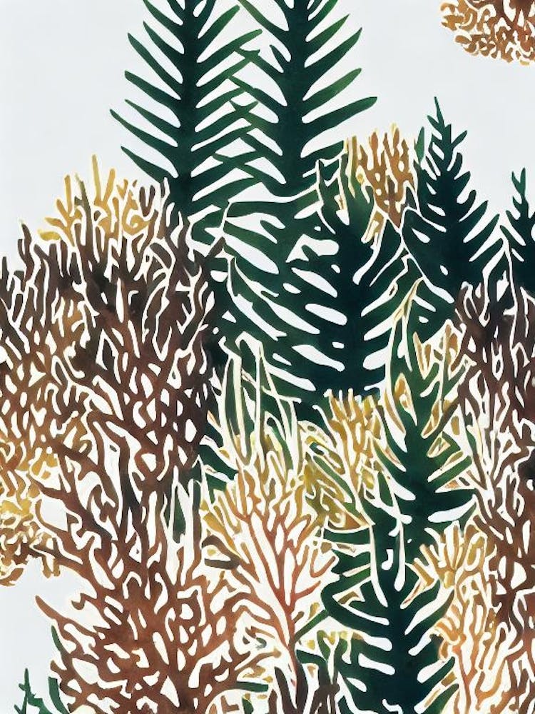 Acropora Intermedia 2 Vintage Graphic Watercolour