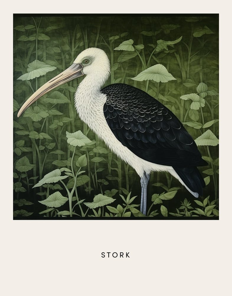 Ohara Koson Inspired Bird Painting Stork 1 Poster