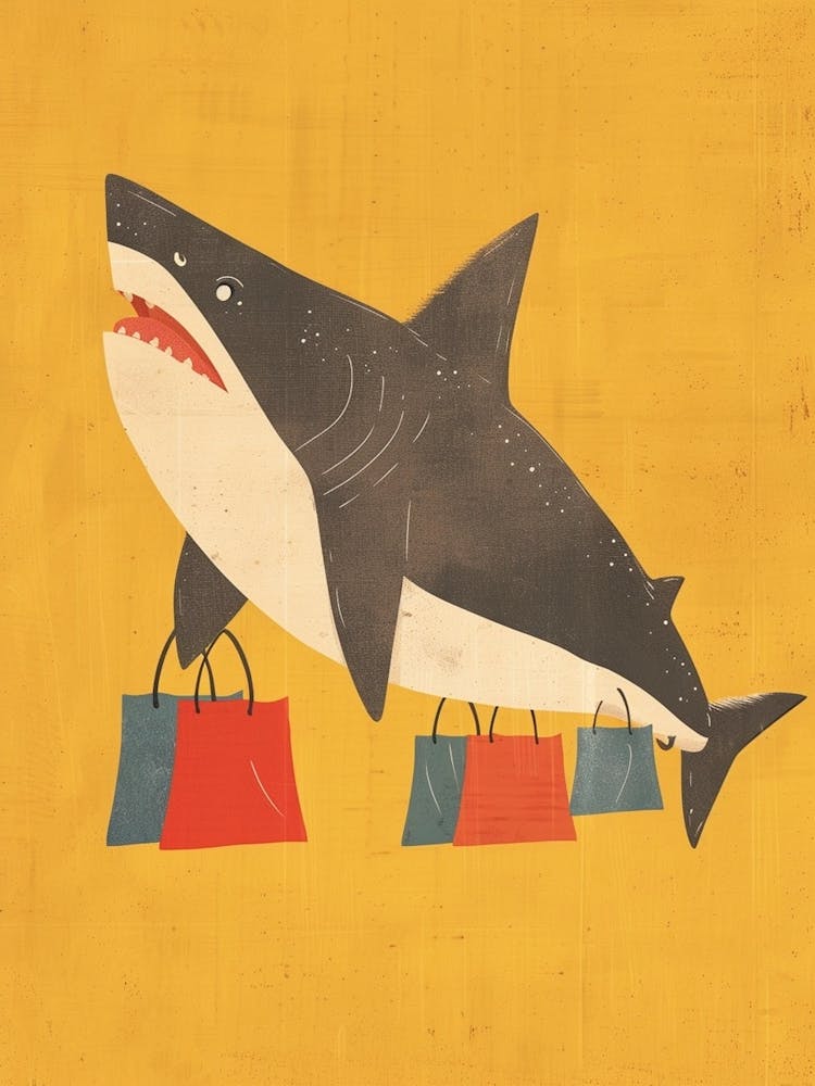 Shopping Shark Muted Pastels 1