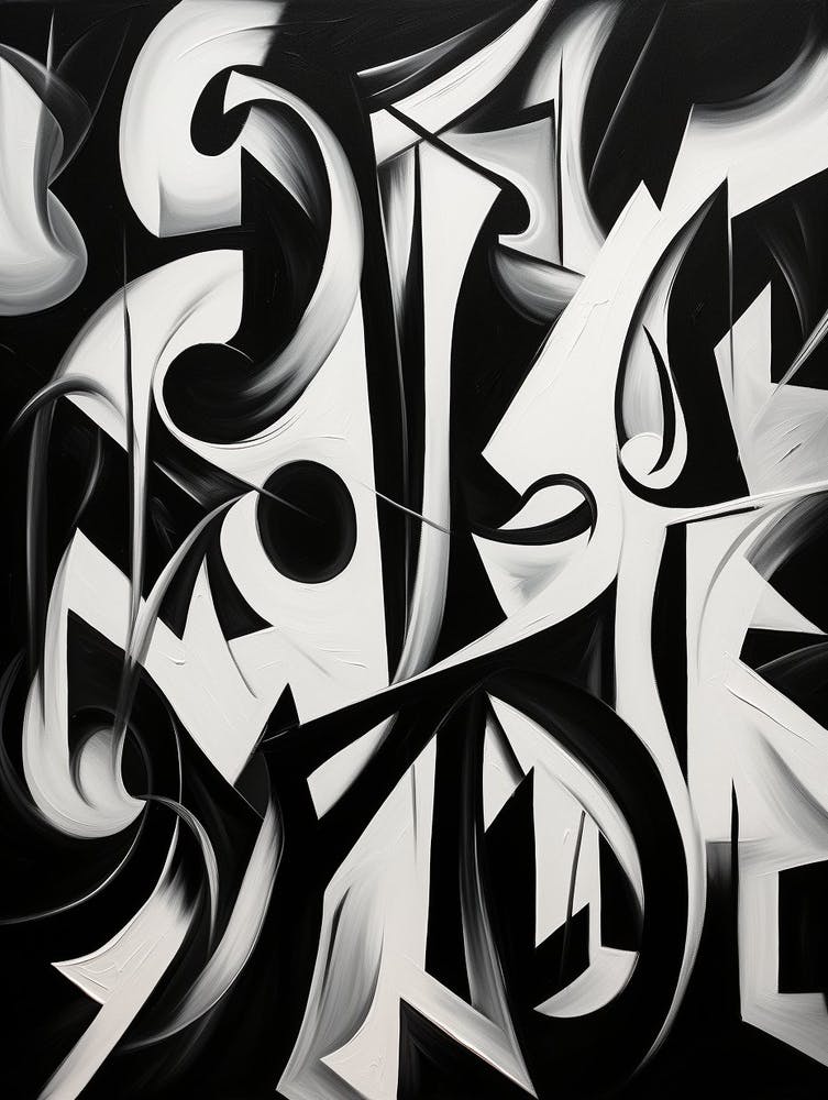 Enigmatic Encounter Abstract Black And White 4