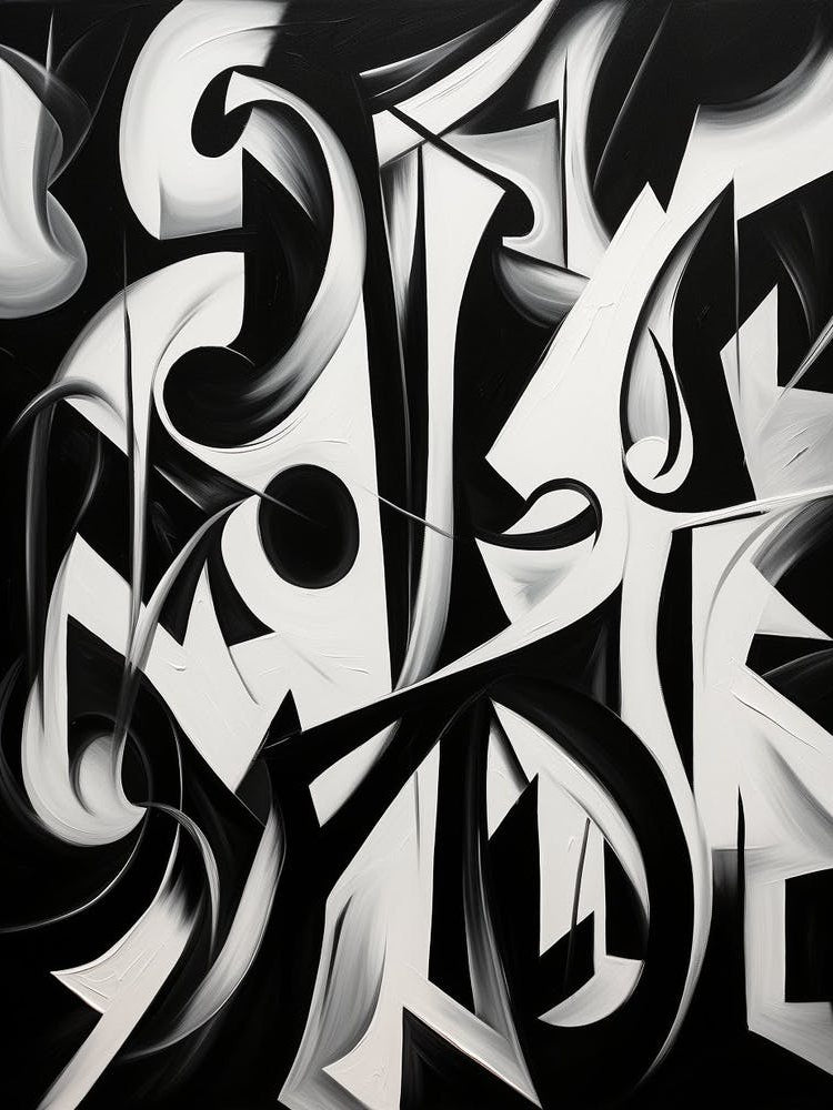 Enigmatic Encounter Abstract Black And White 4