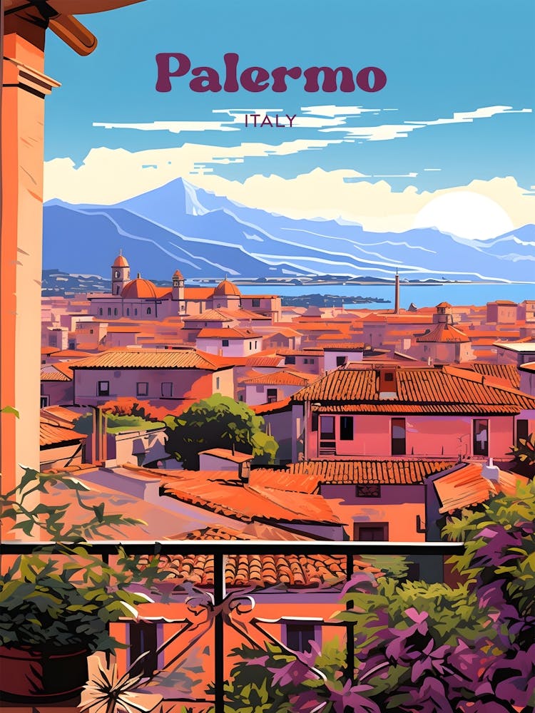 Palermo Italy Romantic Travel Art