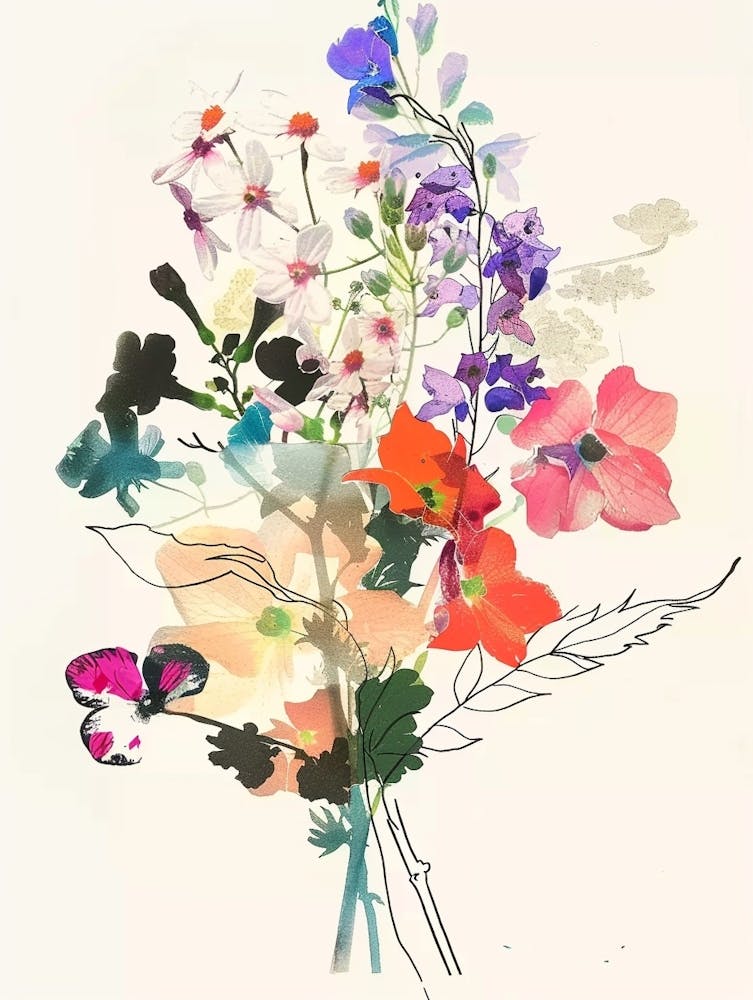 Larkspur 2 Collage Flower Bouquet