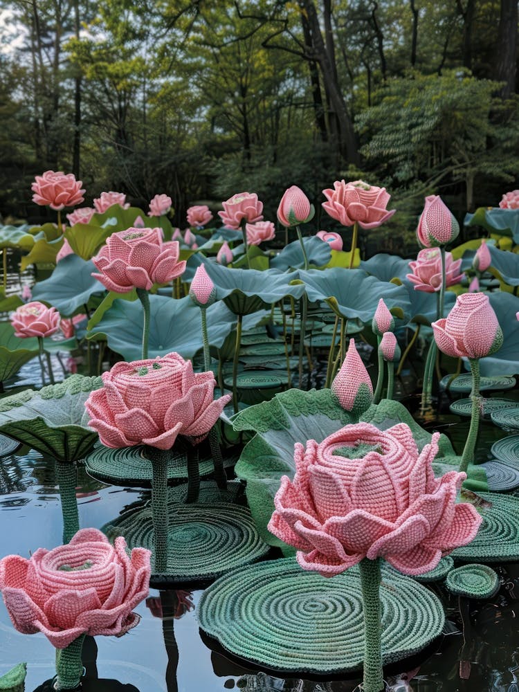 Pink Lotus Knitted In Crochet 4