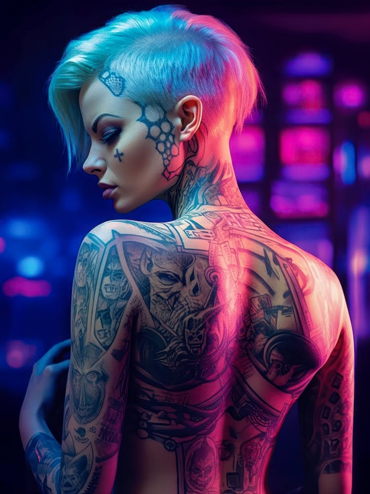 Sexy Girl with Tattoos on her Back