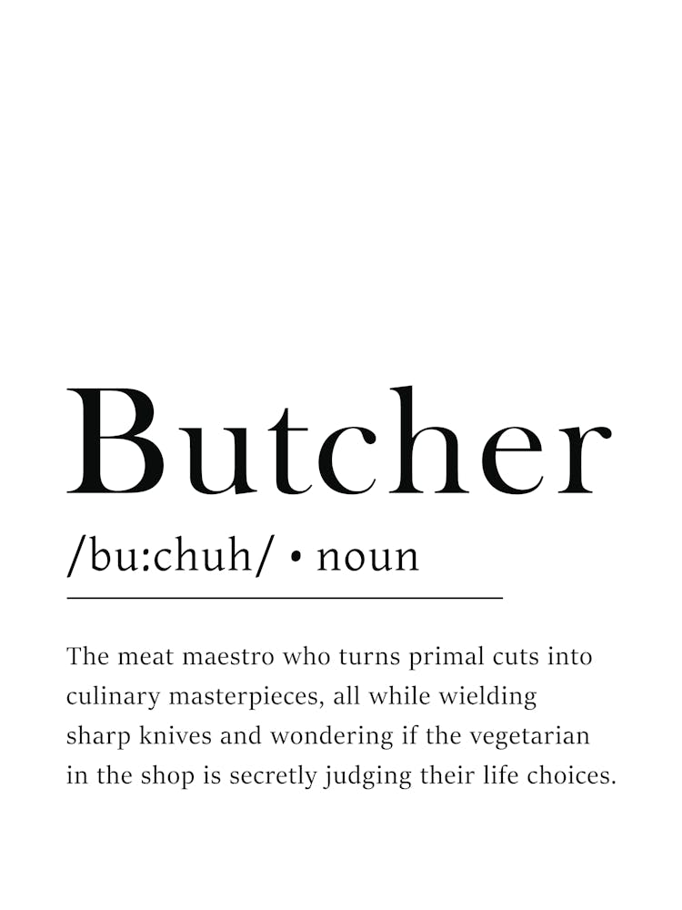 Butcher Definition Wall Art - Gift For Butcher