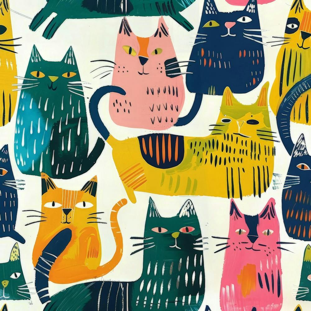 Cats On A White Background