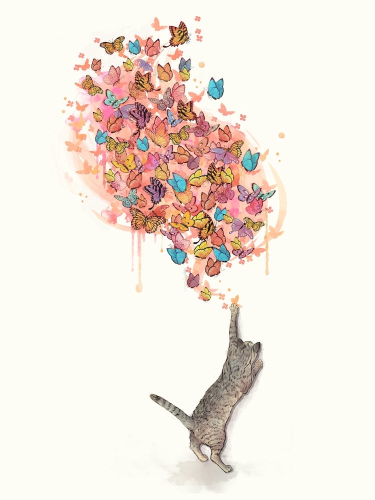 Cat Catching Butterflies