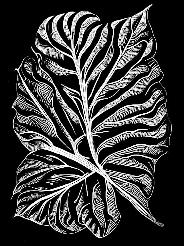 Papaya Leaf Linocut 2