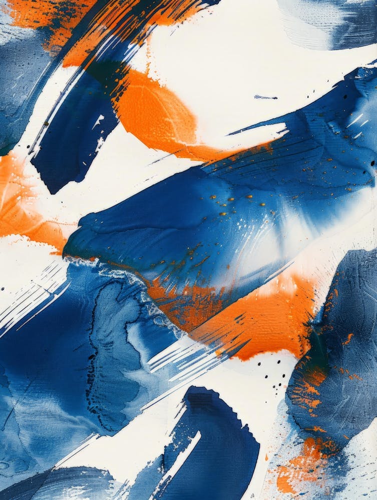 Abstraktes Gemälde, Blau und Orange