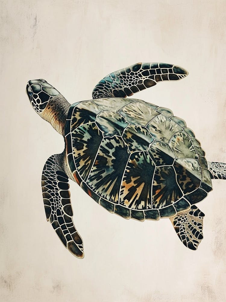 Vintage Sea Turtle Painting 2