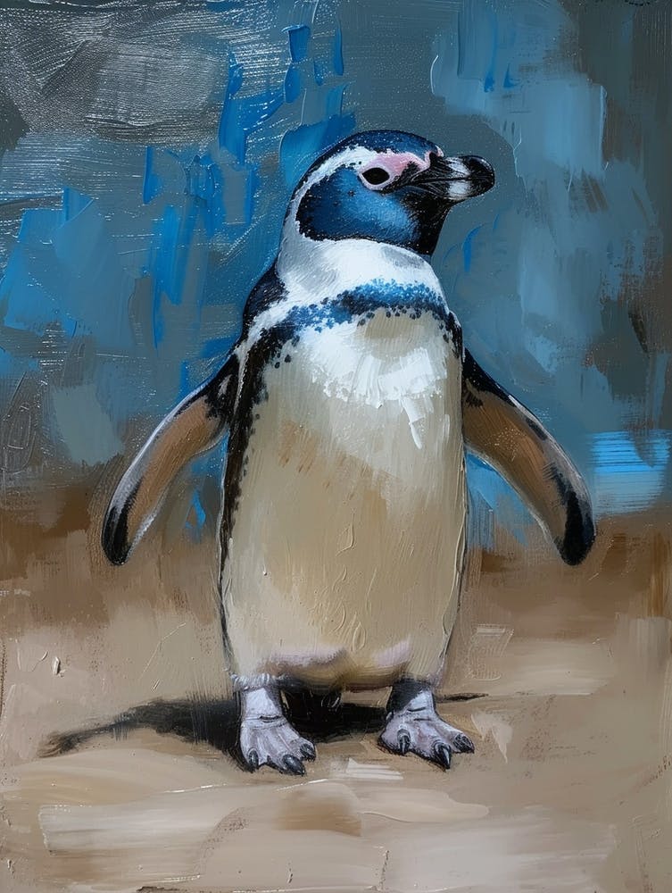 African Penguin Oamaru Blue Penguin Colony Oil Painting 3