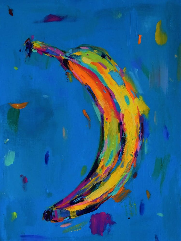 Banana On A Blue Table