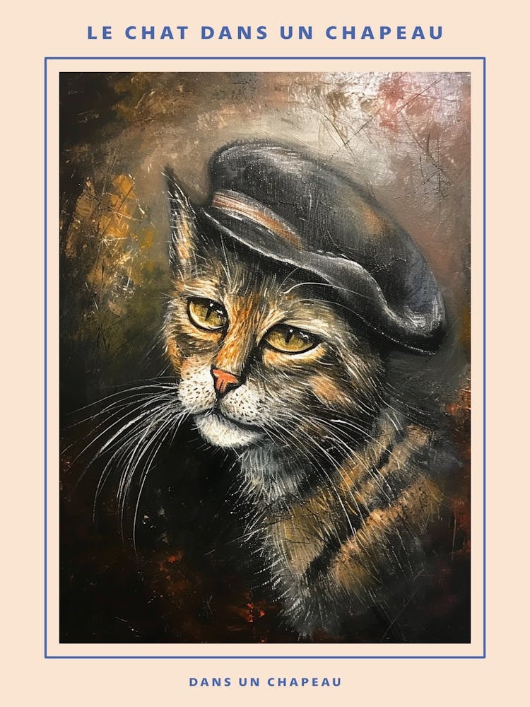 Kitsch Cat In A Beret 2 Poster