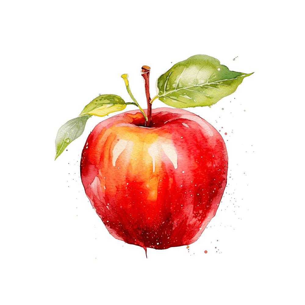 Red Apple Watercolor Painting