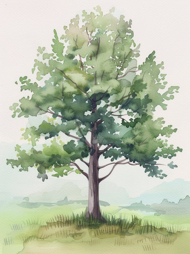 Alder Tree Atmospheric Watercolour Painting 8