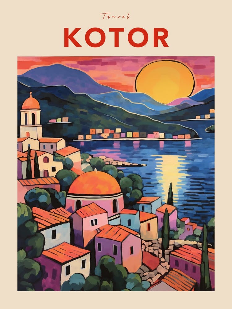 Kotor Montenegro 2 Fauvist Travel Poster