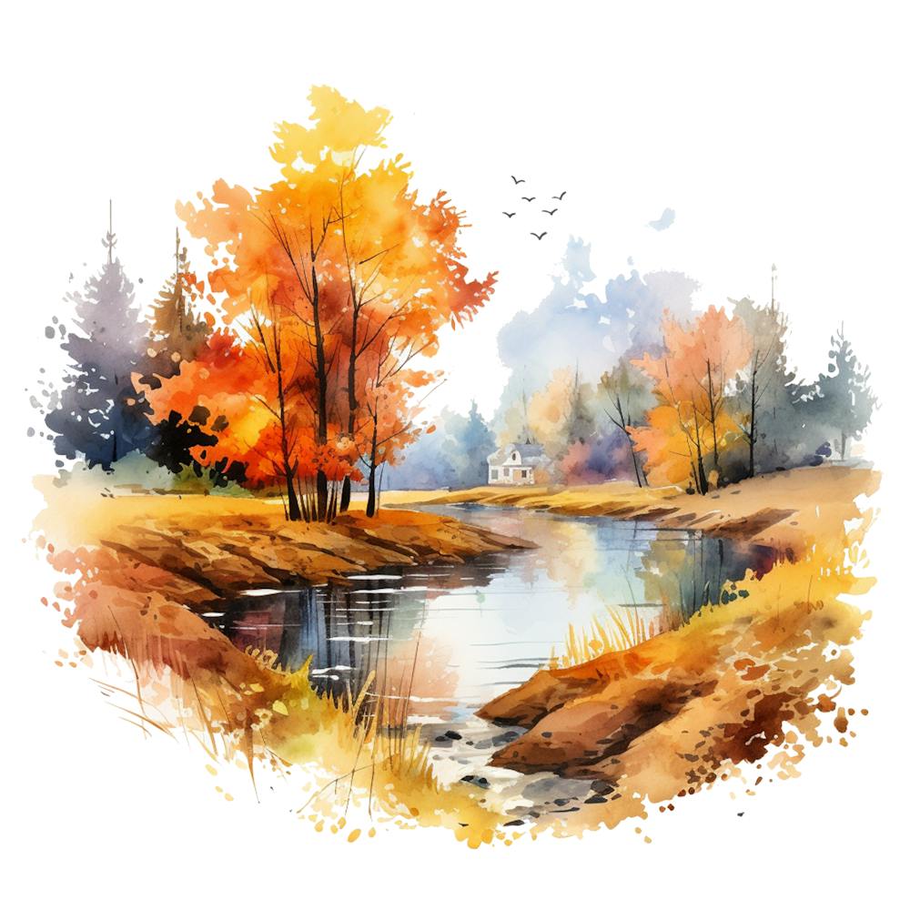 Watercolor Autumn Landscape 44