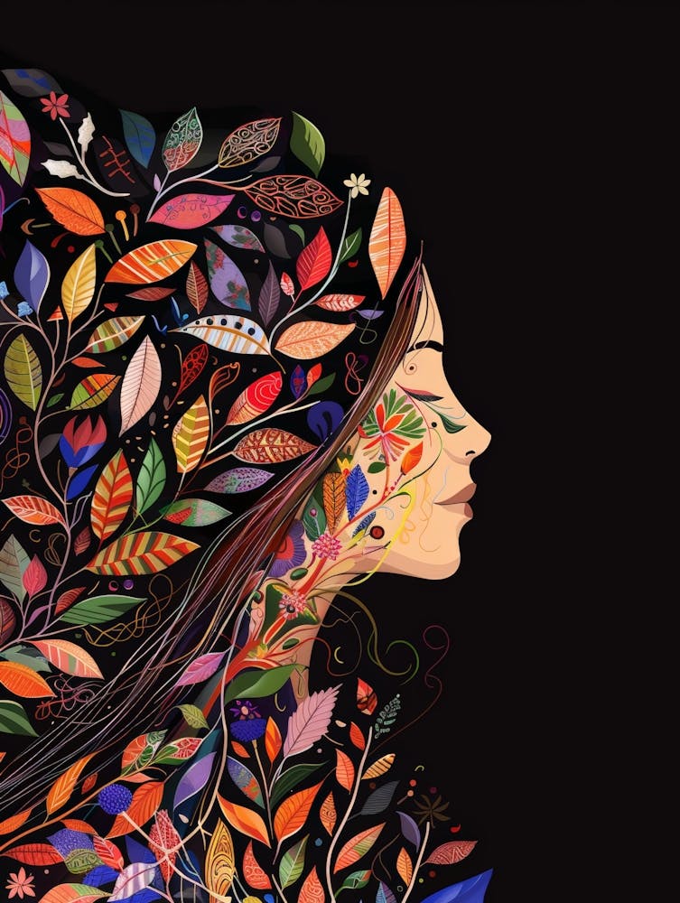 Portrait Of A Woman With Leaves 13